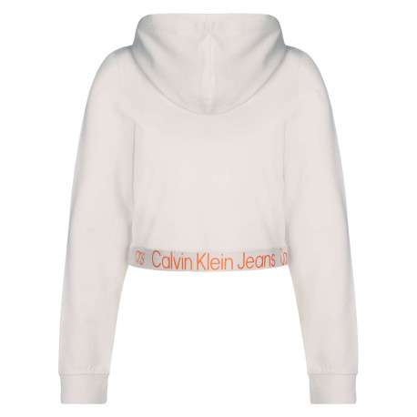 Sweat à capuche écru uni avec une coupe cropped - Image 3