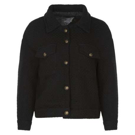 Blouson noir en point de manne avec une coupe droite et col italien