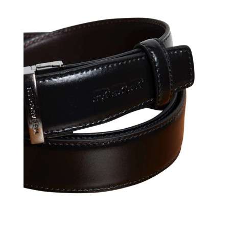 Ceinture en cuir noire unie gravé sur l'extrémité - Image 4
