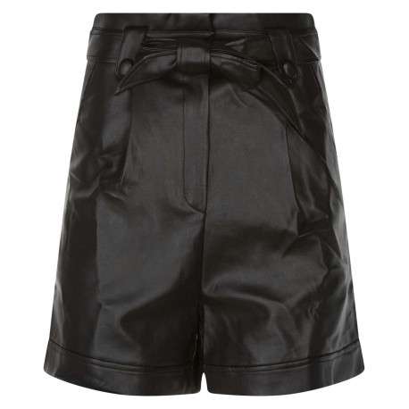 Short noir en simili cuir avec une coupe paper bag et ceinture