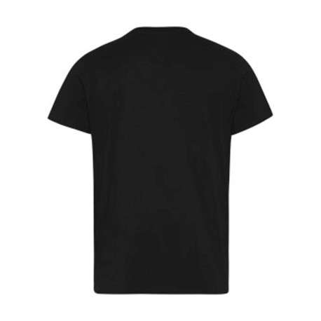 T-shirt en coton noir uni avec une coupe droite et un col en V - Image 2