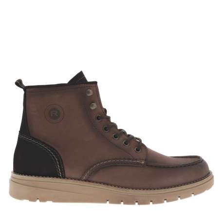 Bottines en cuir patiné marron à semelle style sneakers semi-compensée et à lacets enduis - Image 2
