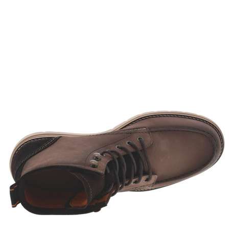 Bottines en cuir patiné marron à semelle style sneakers semi-compensée et à lacets enduis - Image 5