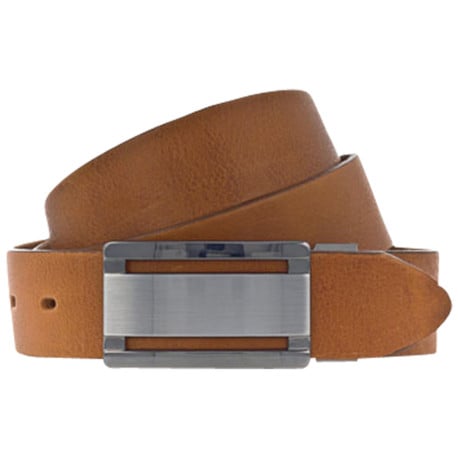 Ceinture camel unie avec une boucle métallique argentée rectangle