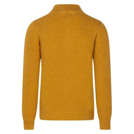Pull uni moutarde à coupe droite avec un col montant et zippé et des manches longues - Image 2