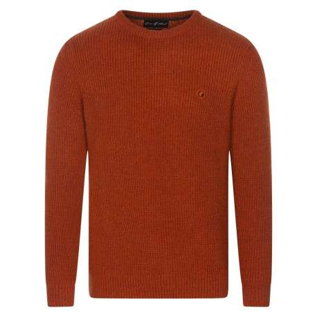 Pull orange uni avec une coupe droite, un col rond et à manches longues