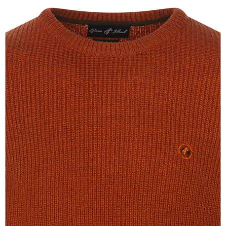 Pull orange uni avec une coupe droite, un col rond et à manches longues - Image 3