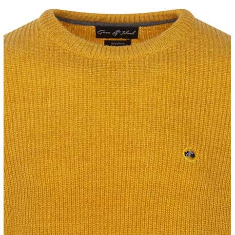 Pull moutarde uni avec une coupe droite, des manches longues et un col rond - Image 3