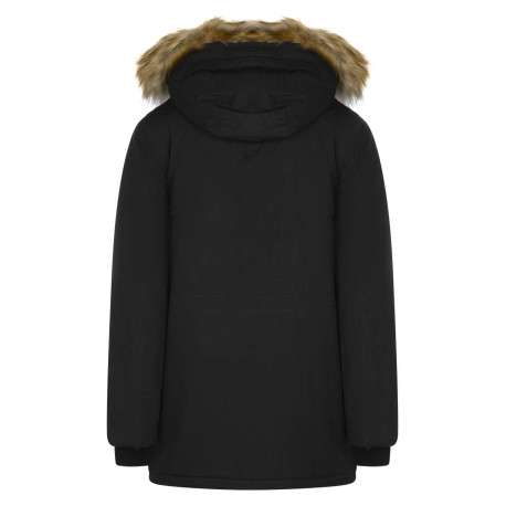 Parka longue fourrée à capuche kaki avec 4 poches et écusson cousu - Image 2