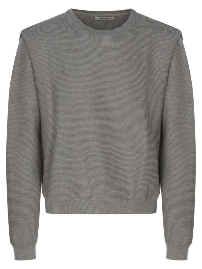 Pull à col rond gris uni...