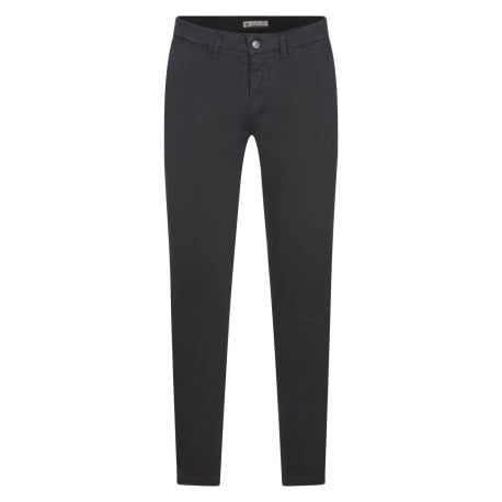 Pantalon chino en coton anthracite uni avec une coupe ajustée et 4 poches 