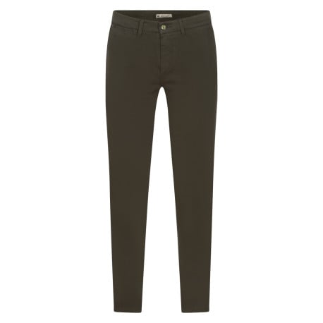 Pantalon chino en coton kaki uni avec une coupe ajustée et des passants 