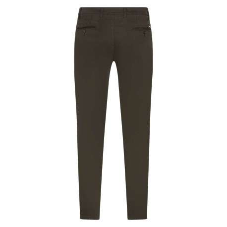 Pantalon chino en coton kaki uni avec une coupe ajustée et des passants - Image 2
