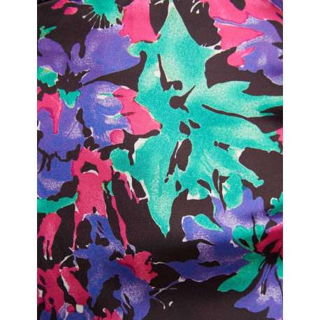 Robe courte multicolore fleurie avec une coupe asymétrique et col cache-coeur - Image 5