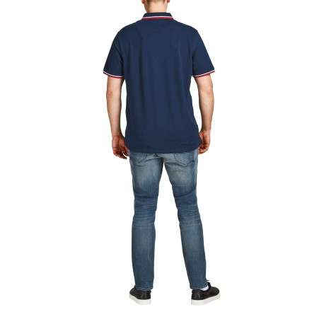 Polo Paulos en coton maille piquée marine à coupe droite et col boutonné - Image 2