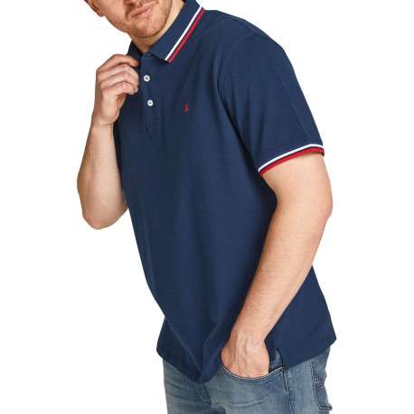 Polo Paulos en coton maille piquée marine à coupe droite et col boutonné - Image 3