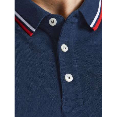 Polo Paulos en coton maille piquée marine à coupe droite et col boutonné - Image 4