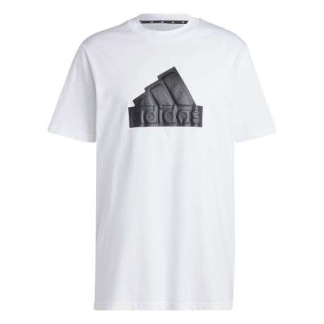 T-shirt en coton blanc uni à coupe droite et un large logo noir débossé