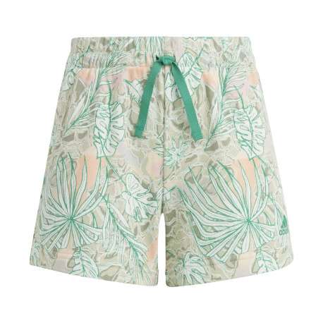 Short en coton à imprimé de fleurs tropicales vert canard, taille élastiquée