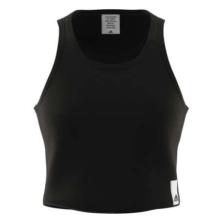 Top sportif en coton biologique stretch noir uni à col rond et sans manches