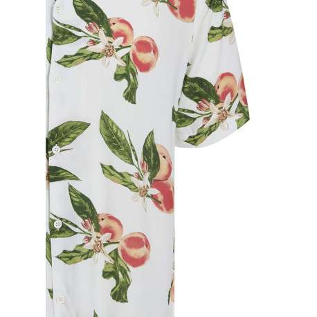 Chemise blanche fleuri coupe ajustée col à cran et à manches courtes - Image 2