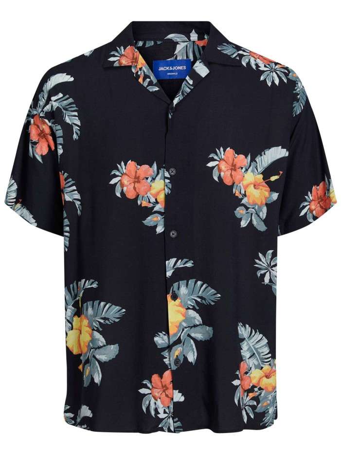 Chemise noire fleuri coupe...