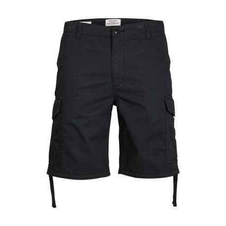 Short cargo Marley en coton noir uni avec une coupe slim et à 6 poches