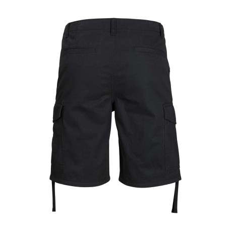 Short cargo Marley en coton noir uni avec une coupe slim et à 6 poches - Image 2