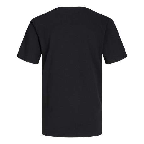 T-shirt Anna en coton biologique mélangé noir avec col rond et logo blanc floqué - Image 2