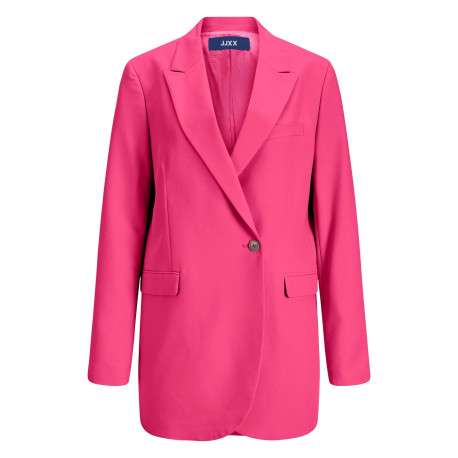 Veste de blazer Mary rose uni avec col v à revers et 2 poches latérales coupe droite - Image 2