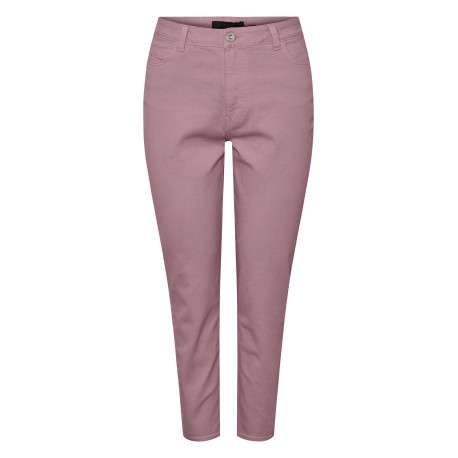 Jean rose uni en coton mélangé avec une coupe slim et à 5 poches