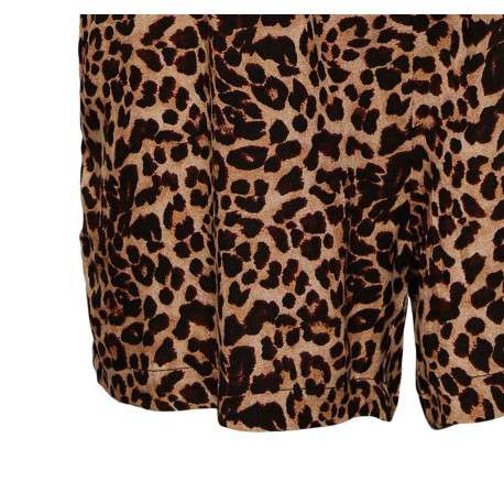 Combishort marron imprimé léopard avec un col v et ajustée à la taille - Image 3