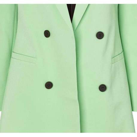 Blazer vert à double bouton avec une coupe ajustée et un col cranté - Image 3