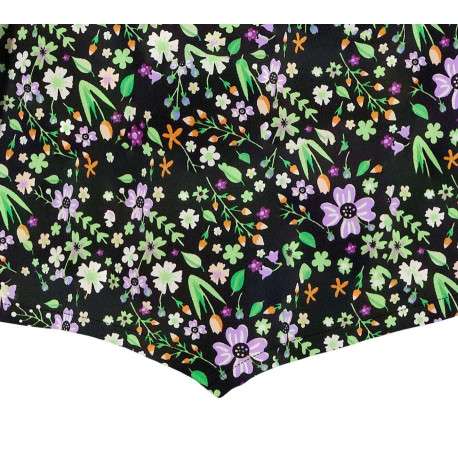 Top asymétrique noir fleuri avec une coupe cropped et un col v - Image 3