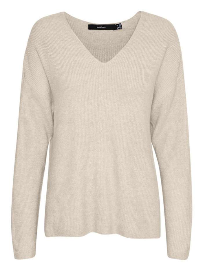 Pull beige côtelé avec une...
