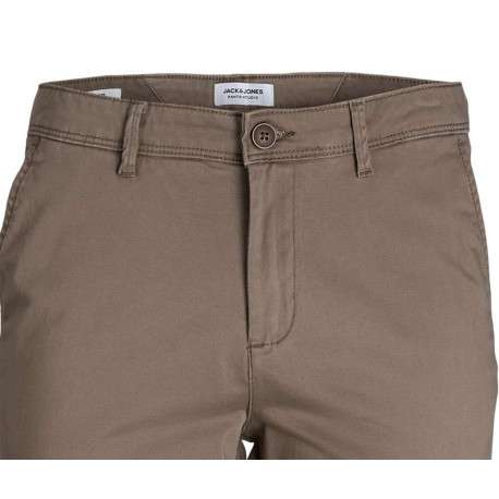 Pantalon chino en coton marron avec 4 poches et une coupe slim - Image 3
