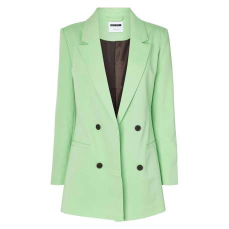 Blazer vert à double bouton avec une coupe ajustée et un col cranté