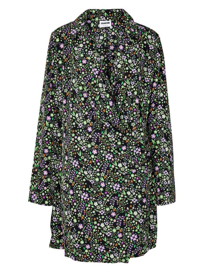 Robe courte noire imprimé...