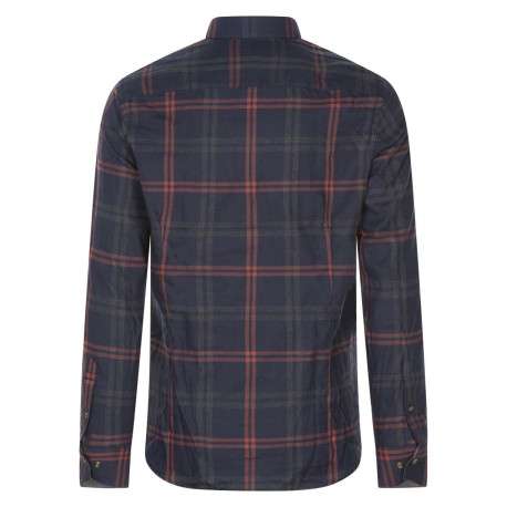 Chemise en coton marine à carreaux avec une coupe droite et col américain - Image 2
