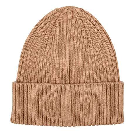 Bonnet beige côtelé avec un logo brodé - Image 2