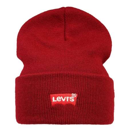 Bonnet rouge en point de jersey avec revers et logo de la marque