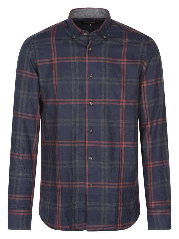 Chemise en coton marine à...
