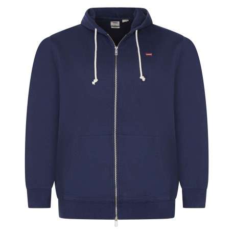 Cardigan zippé Levi's® en coton marine uni avec une coupe droite