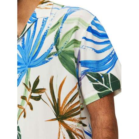Chemise blanche imprimé coupe regular fit avec col cubain et imprimé floral - Image 4