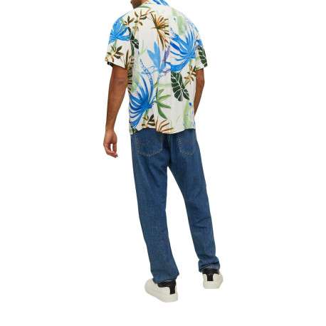 Chemise blanche imprimé coupe regular fit avec col cubain et imprimé floral - Image 5