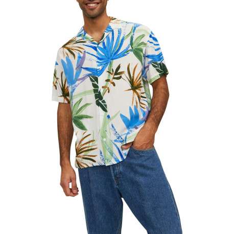 Chemise blanche imprimé coupe regular fit avec col cubain et imprimé floral - Image 6