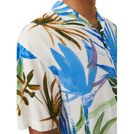 Chemise blanche imprimé coupe regular fit avec col cubain et imprimé floral - Image 7