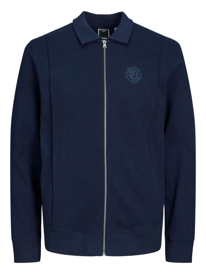 Sweat zippé en coton marine...