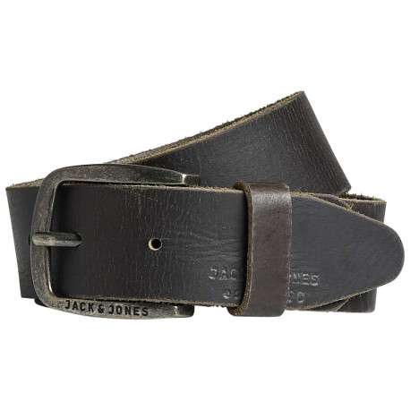 Ceinture Paul en cuir chocolat unie avec un effet légèrement usé