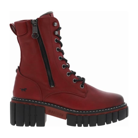Bottes rouges à talon bloc effet fumé sur le bout et fermeture zippée sur le côté extérieur